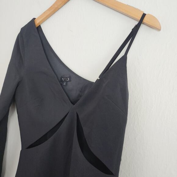 NBD Tobias Black One Shoulder Long Sleeve Cut Out Mini Dress - Picture 7 of 11